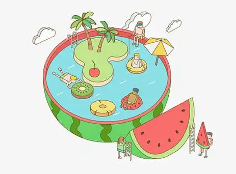 卡通手绘水上乐园