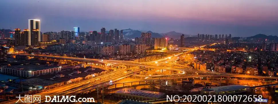 大连香炉礁立交桥美丽夜景摄影图片