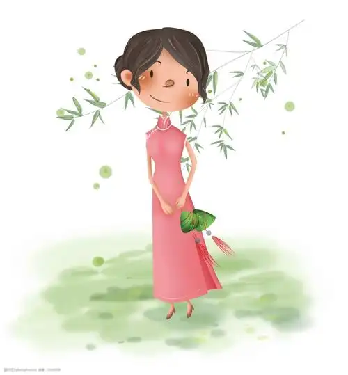 端午节拿粽子的气泡少女