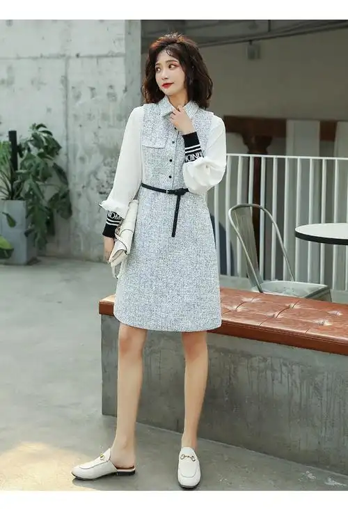 2020春新款女装时尚中长款打底裙小香风连衣裙女yhs6603p155