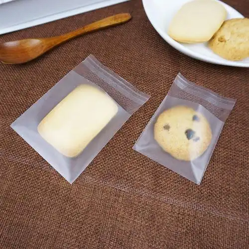 半透明磨砂曲奇袋饼干袋子100个 平口自粘自封袋 烘焙包装袋