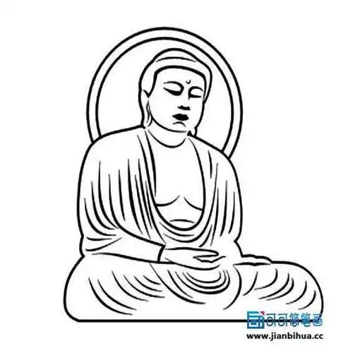 麦积山三大佛像简笔画