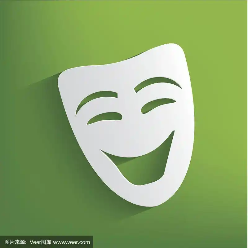 微笑面具符号上的绿色背景,干净的矢量