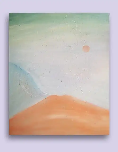 手绘日出印象风景画心情画油画