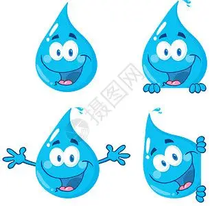 幸福 笑脸拟人水滴形象图集插画