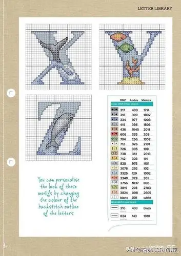 十字绣图纸英文字母抱枕