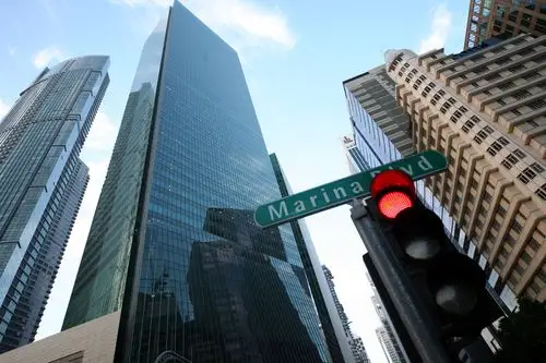 摩天大楼,路标,红绿灯,市区,新加坡