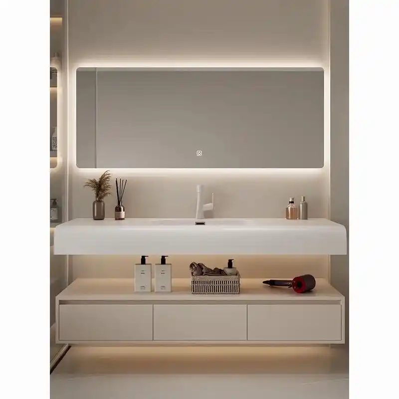 轻奢浴室柜现代简约卫生间洗漱台洗手池洗脸盆柜组合可丽耐一体盆