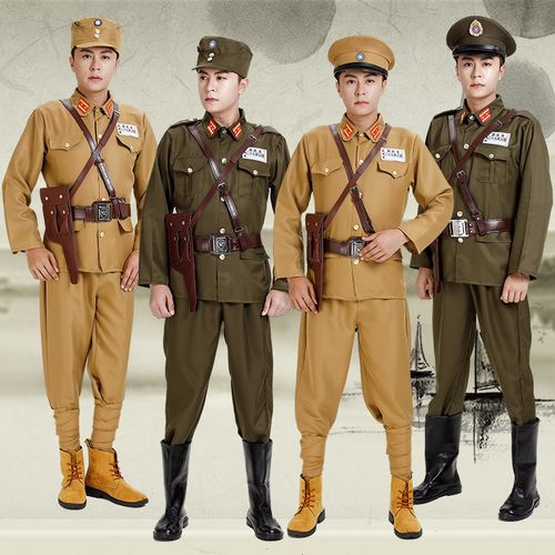 国军军官士兵抗战服男民国时期军装女特务美式制服沙家浜演出服装