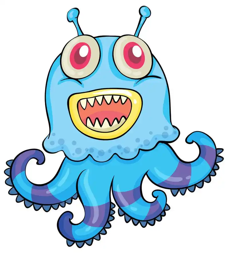 怪兽,一个可怕的怪物在白色背景上的插图