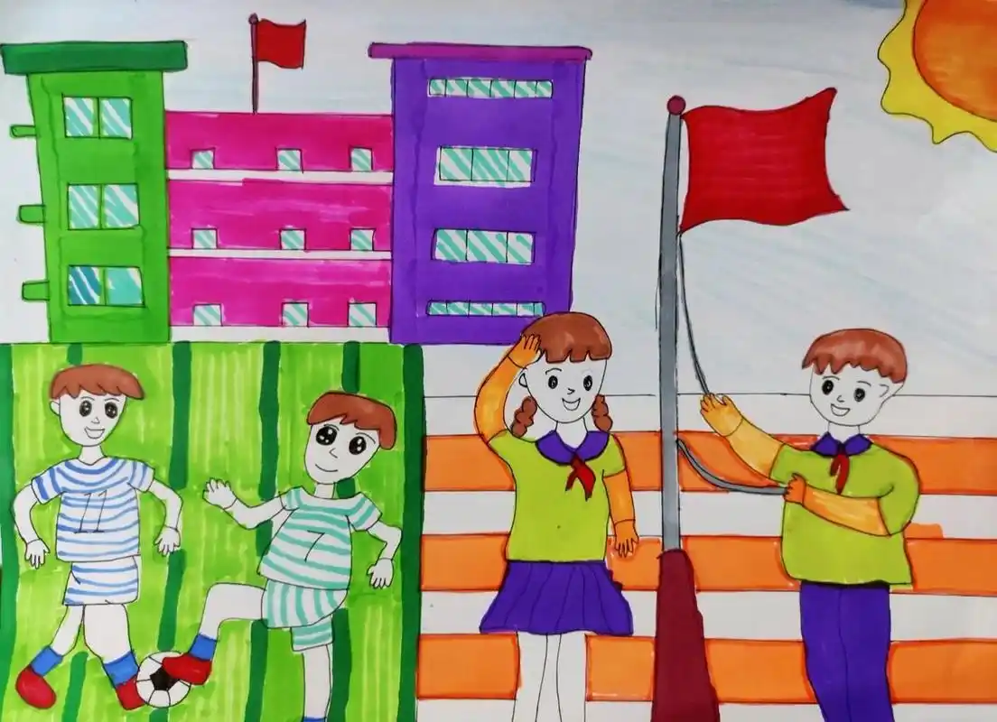 儿童画-我心中的小学