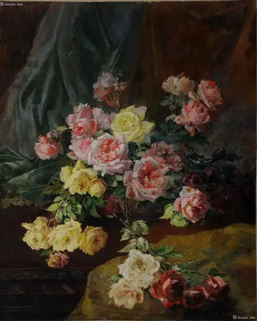 5252玫瑰布面油画