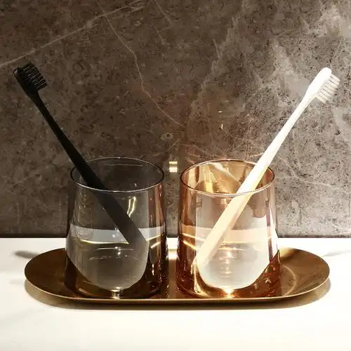 酒店漱口杯玻璃米魁简约牙刷杯套装家用情侣刷牙杯子洗漱牙杯ins风cj