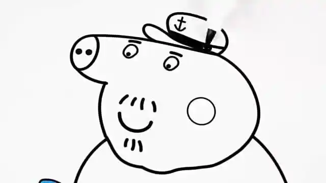 小猪佩奇简笔画之猪爷爷送给乔治的遥控玩具飞机上色游戏