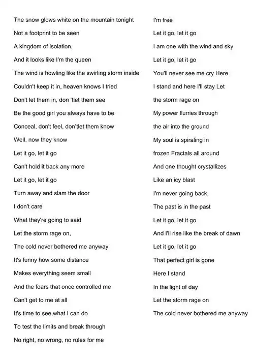 冰雪奇缘letitgo英文歌词