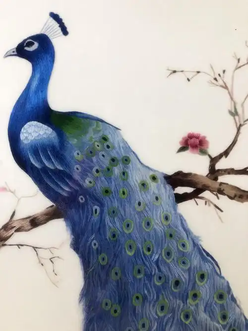 笼趣纯手工新款精品苏州刺绣画苏绣成品挂画玄关孔雀加框画芯6585cm