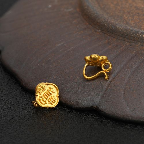 古法手工黄金扣头足金如意扣花蝴蝶diy手链定价黄金手链