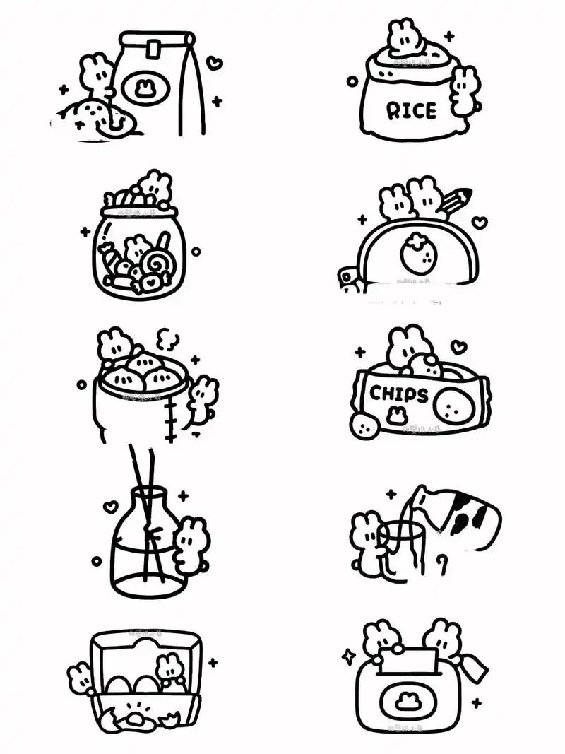 原创 | 黑白简笔画 可爱简笔画 背景图 头像 禁止擅自商用二改二传抹