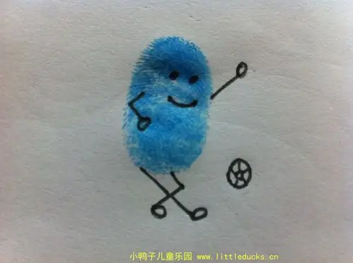 儿童手指画作品欣赏:各种动作的卡通小人(7)