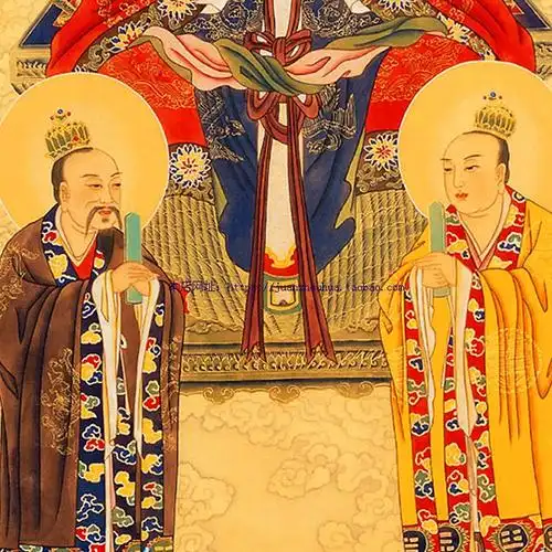 道教四御画像挂画 四辅神仙卷轴画 天官勾陈大帝 绢布画已装裱