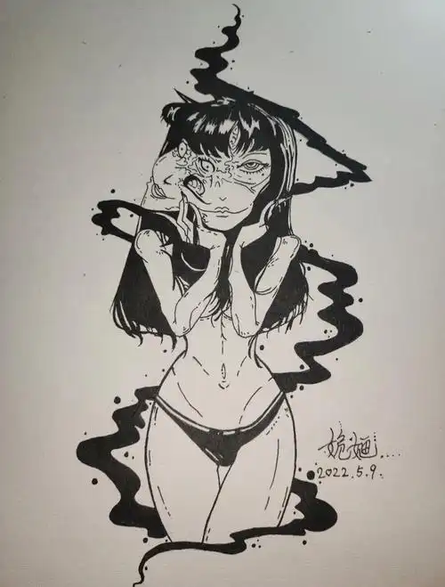 临摹  #富江 #川上富江  #手绘临摹  #第五人格富江