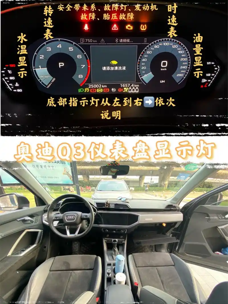 20款奥迪q3|仪表盘指示灯说明 07各位车主,当仪表盘这些灯亮起,要