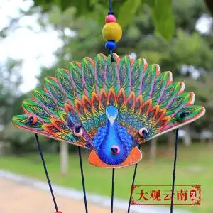 小孔雀风铃傣族特色挂饰云南工艺品墙壁装饰餐厅酒吧挂件手工田.