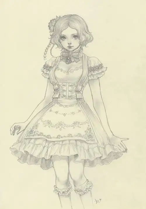 原画线稿线描上色手绘cg场景原画手绘风格人物手绘平涂厚涂人像插画