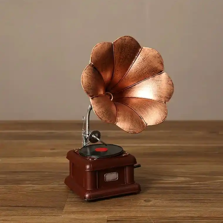 复古美式铁艺留声机模型摆件家居客厅书房橱柜装饰品摄影道具热销