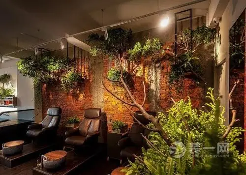 小型美甲店装修设计图 充满绿意的森林风格效果图