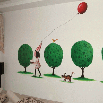 提醒您注意手绘墙施工注意事项-公园墙体绘画