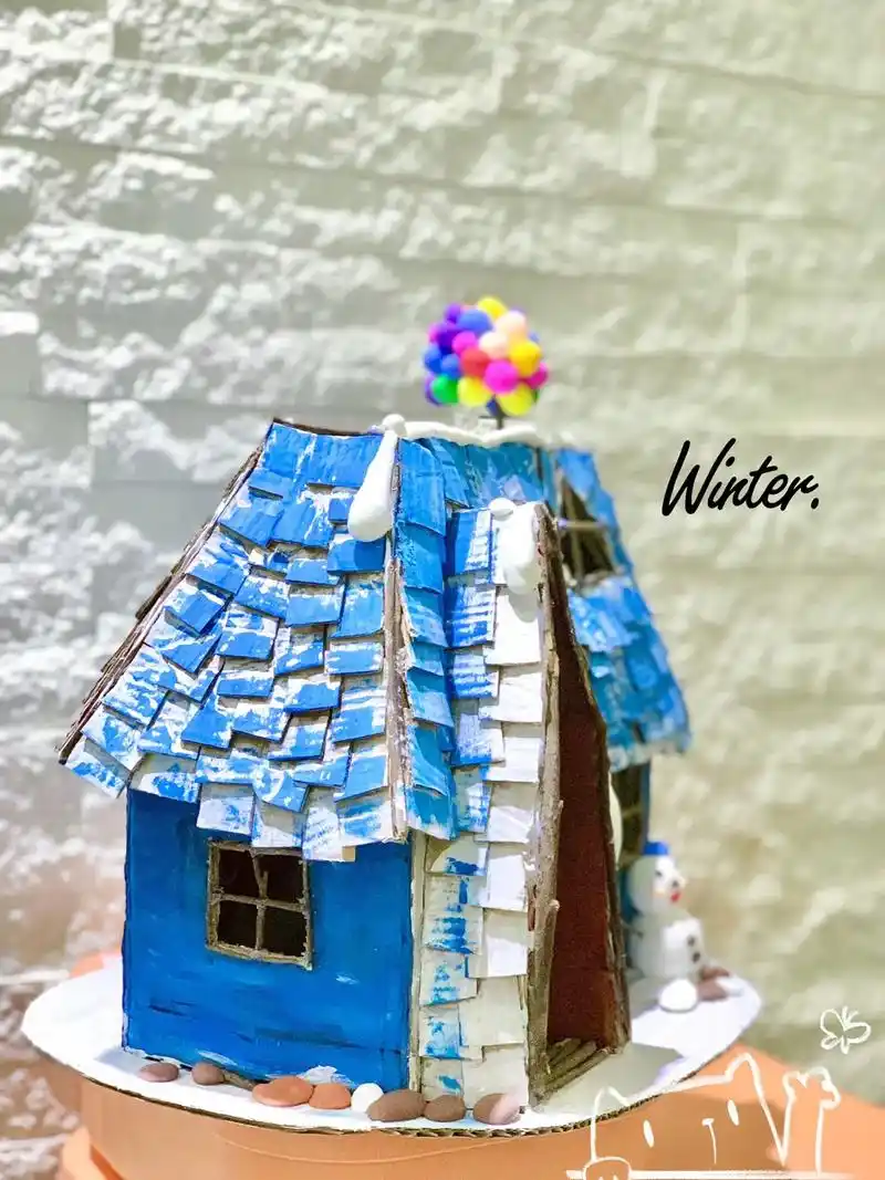 幼儿园手工作业纸皮房子