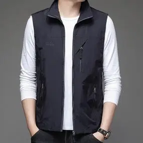 春夏马甲男立领休闲防风马夹户外运动宽松背心中年男士坎肩外套潮