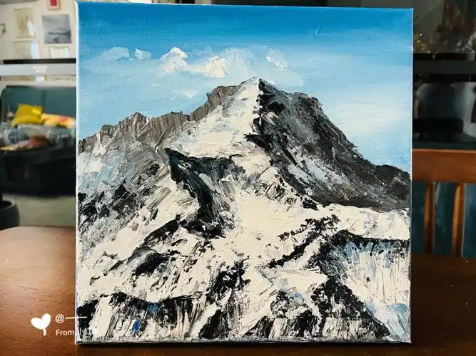 丙烯刮刀雪山详细步骤图教程