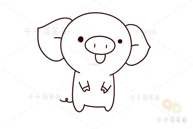 可爱小猪简笔涂色模板