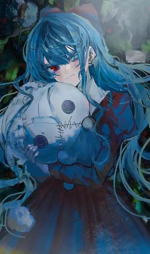 充满压抑感的二次元人物插画人物带了阴郁病娇的魅惑特质