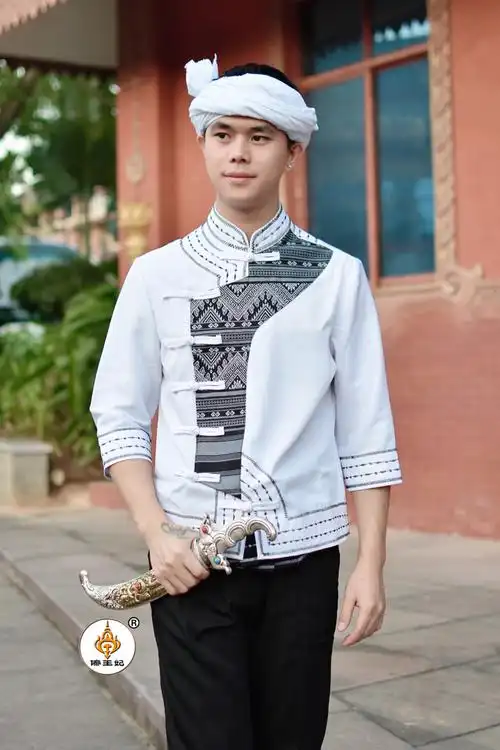 傣王妃服饰傣族传统复古男套装影楼拍照影视服装道具节日服活动服