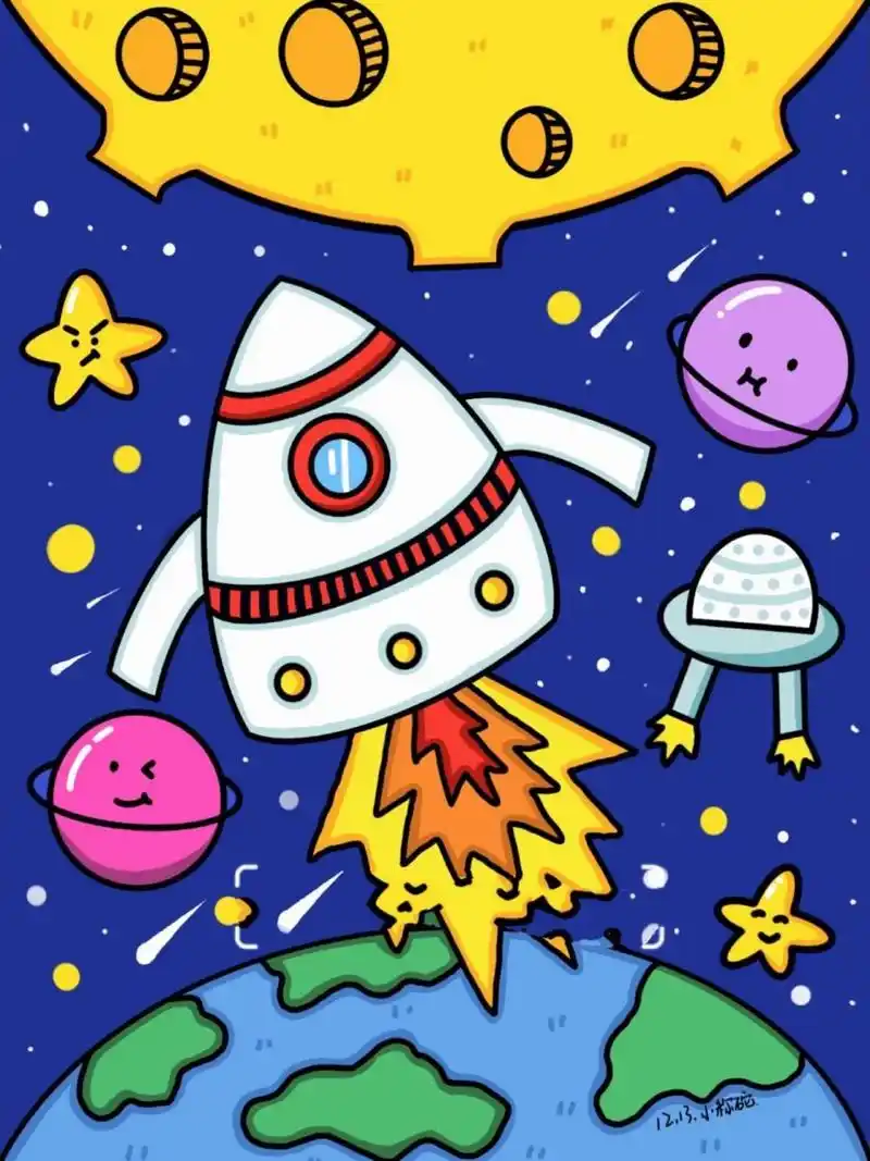 《宇宙火箭》简笔画|附步骤