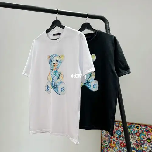 lv蜡笔涂鸦泰迪熊短袖t恤!