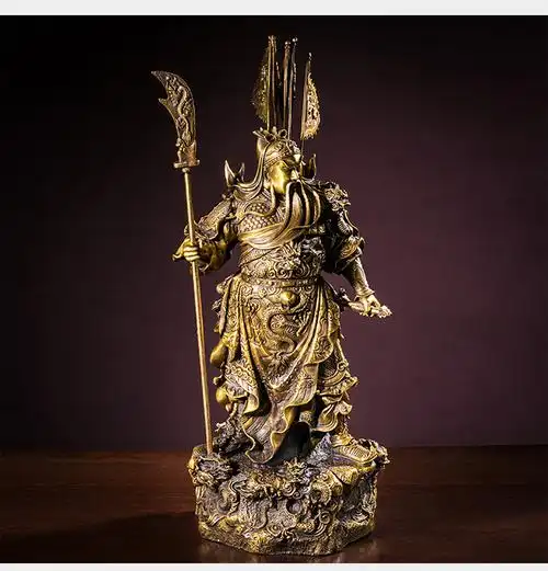 纯铜武九龙关公背插五旗摆件家居客厅玄关装饰品乔迁开业礼品