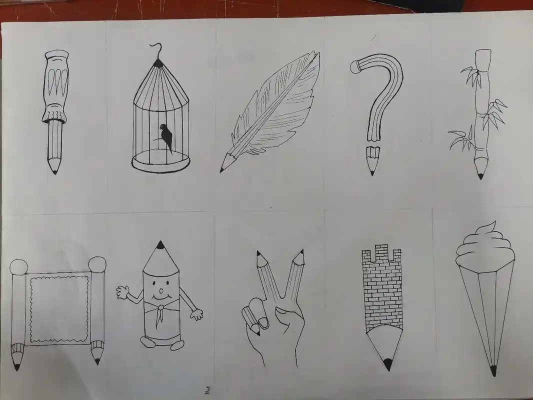 铅笔的联想图 创意思维:他是一种不受时空限制,可以发挥很大的主观能