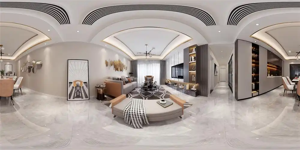 致诚效果图-请您鉴赏: 现代轻奢客餐厅 全景_签到试贴_室内设计联盟