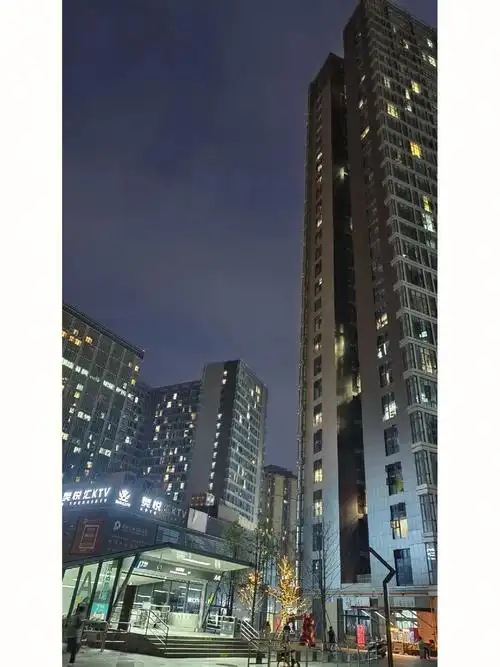 成华奥园广场三期夜景 七号线双店路地铁口