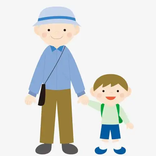 拉着孙子的老奶奶