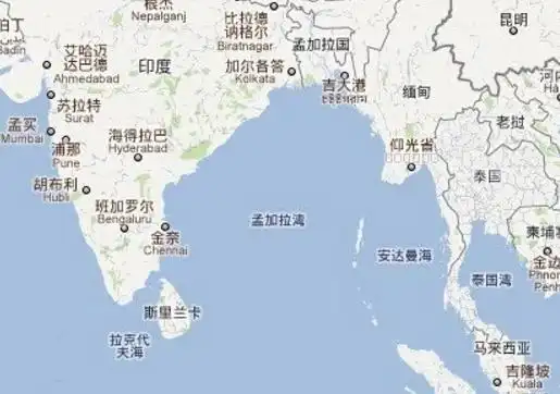 印度,孟加拉国及孟加拉湾 位置图
