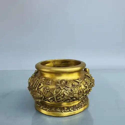 鼎盛福铜香炉摆件纯铜佛字炉家用供奉财神观音荷花炉禅意香道线香烧香