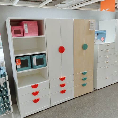 衣柜宜家玛斯塔普拉拉萨储物组合带门儿童白色衣柜