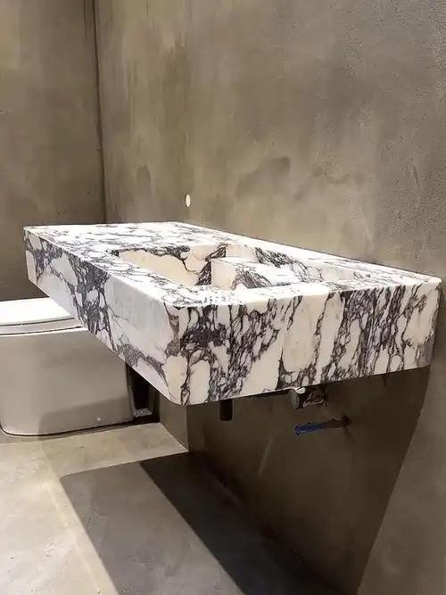 宝格丽大理石悬空挂墙一体洗手盆