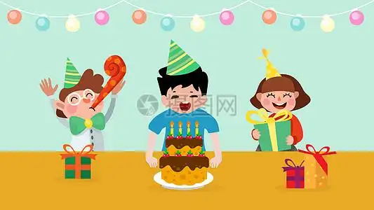 生日卡片插画_生日卡片卡通_生日卡片插图_手绘_板绘_摄图网