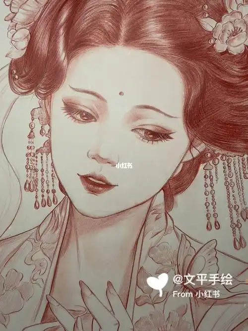 好美的古代女子手绘线稿